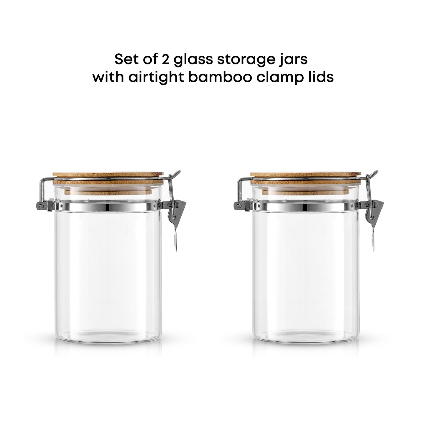 Storage Jars with Airtight Bamboo Clamp Lids Set