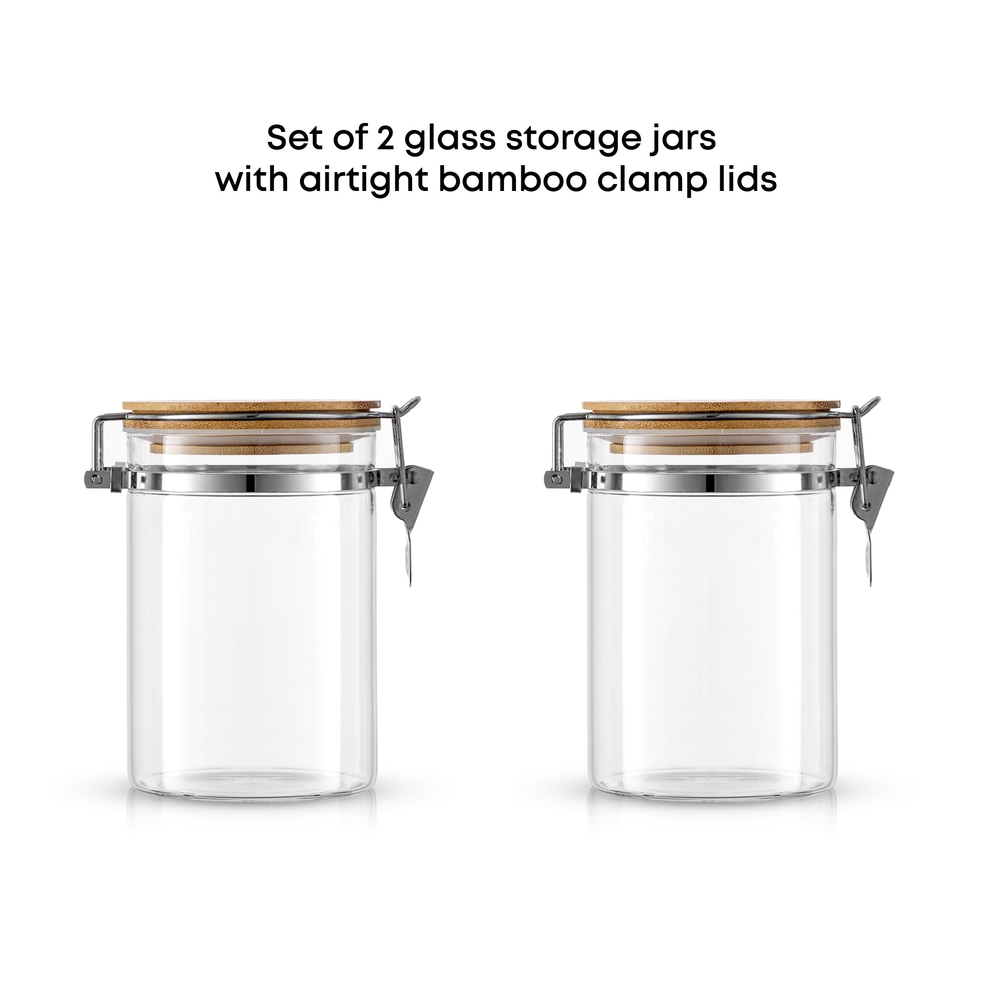 Storage Jars with Airtight Bamboo Clamp Lids Set