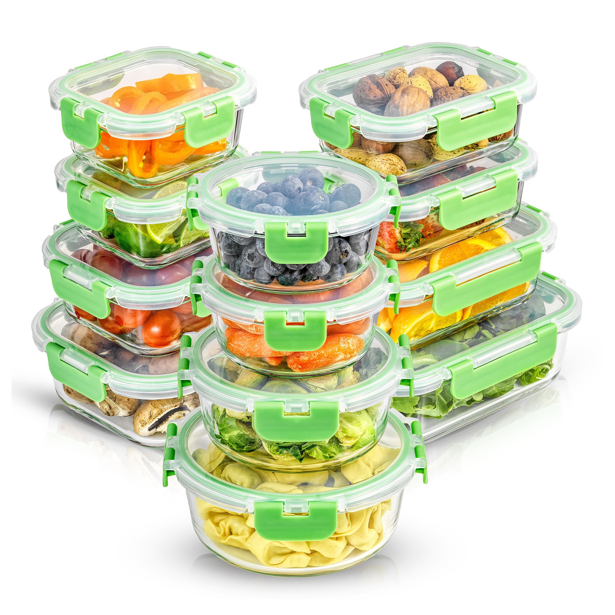 JoyFul 12 Glass Storage Containers with Leakproof Lids Set