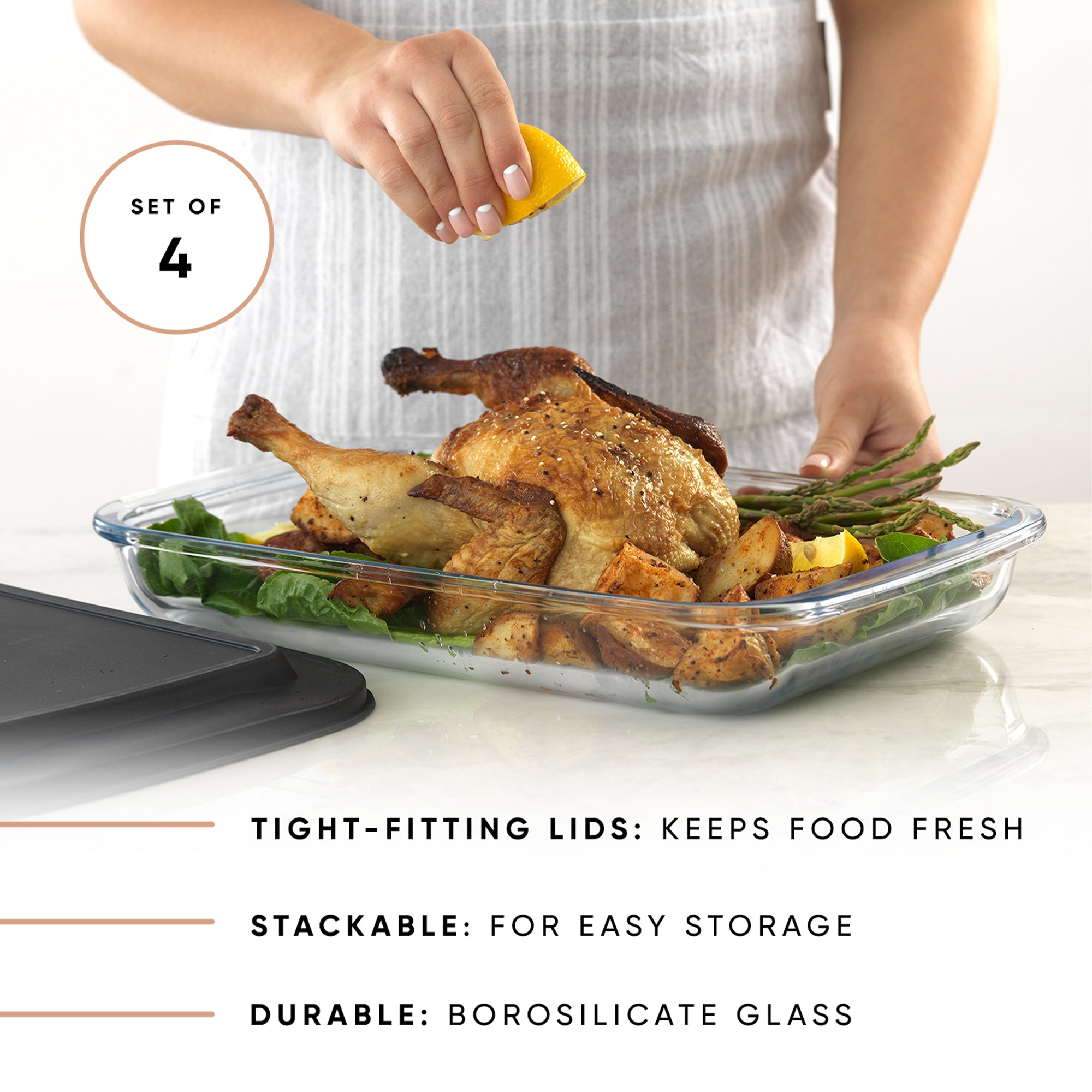 Borosilicate Glass Oven Dishes with Airtight Lids