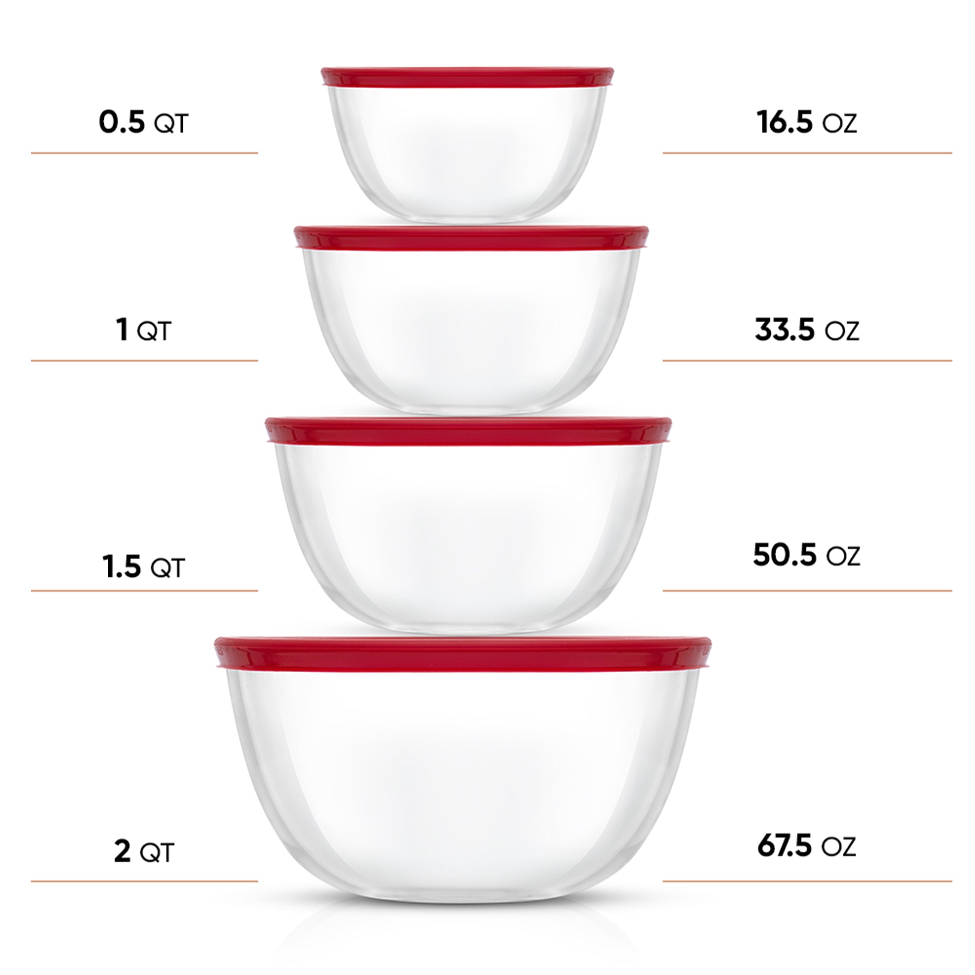 JoyFul Large Glass Mixing Bowls with Lids