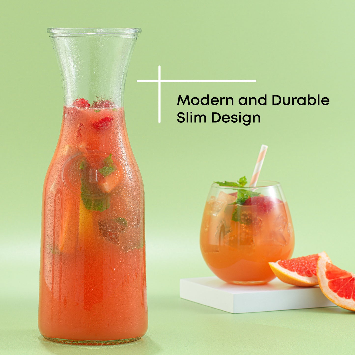 Hali Glass Carafe Bottle Pitcher with Lids