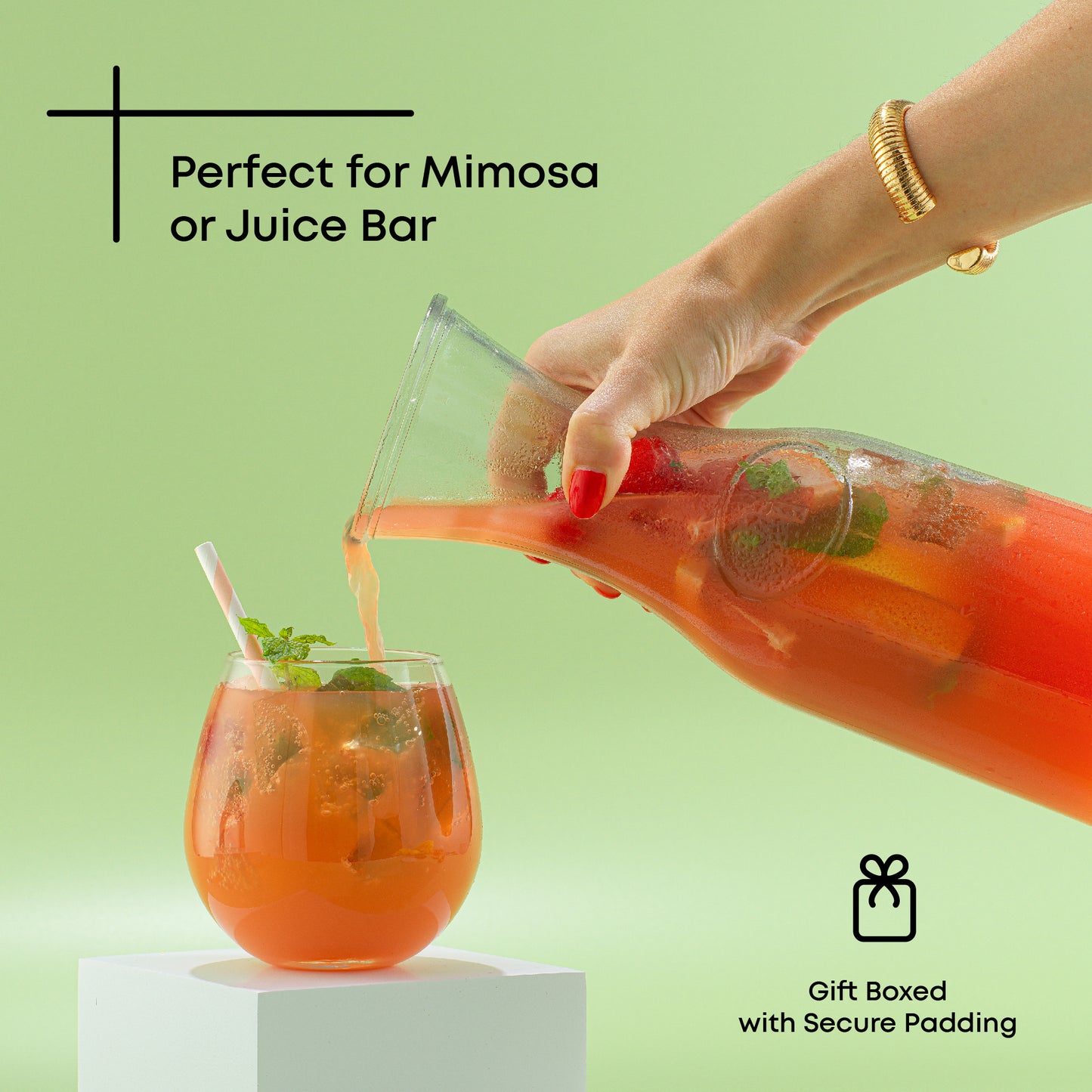 Hali Glass Carafe Bottle Pitcher with Lids