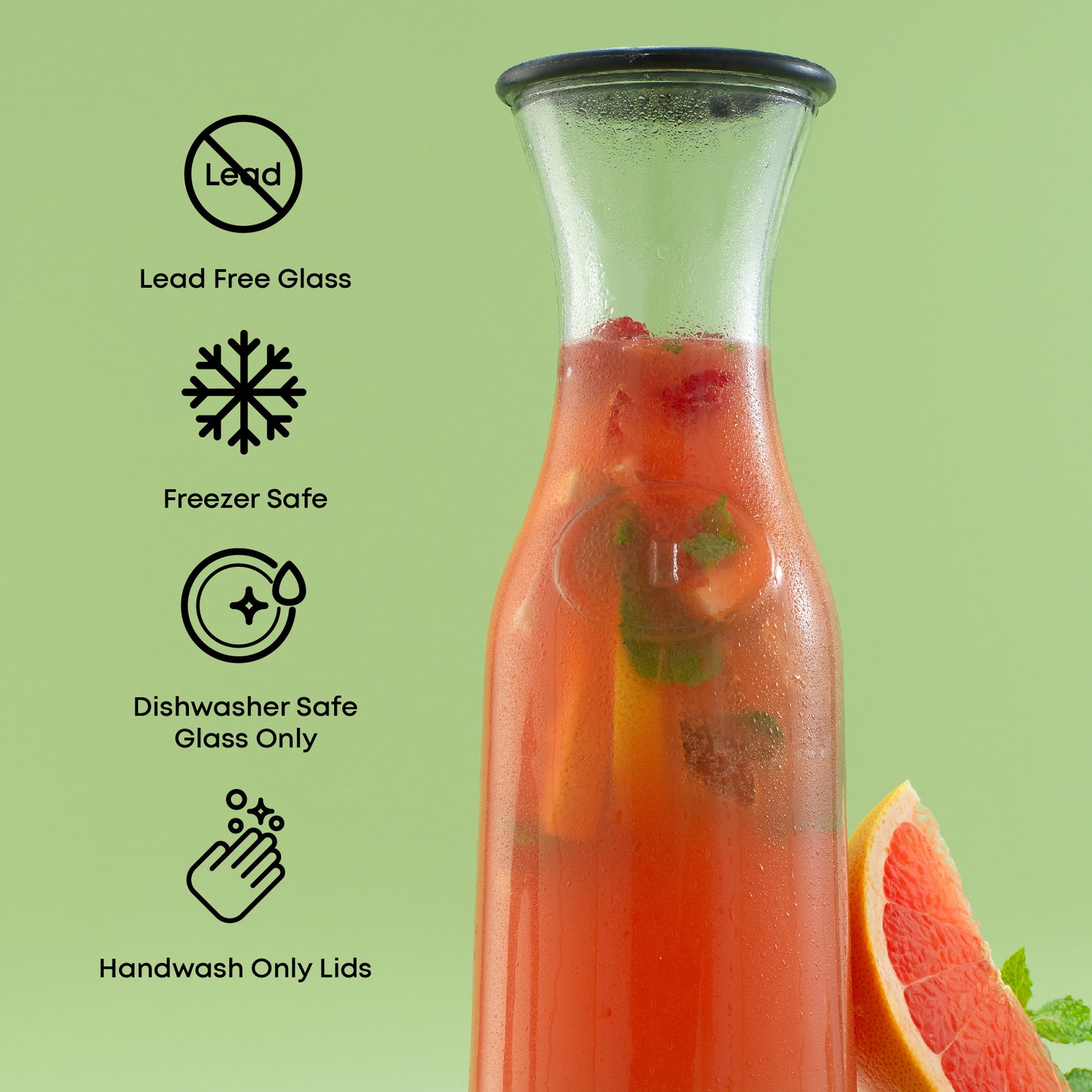 Hali Glass Carafe Bottle Pitcher with Lids