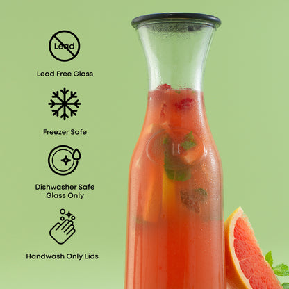 Hali Glass Carafe Bottle Pitcher with Lids