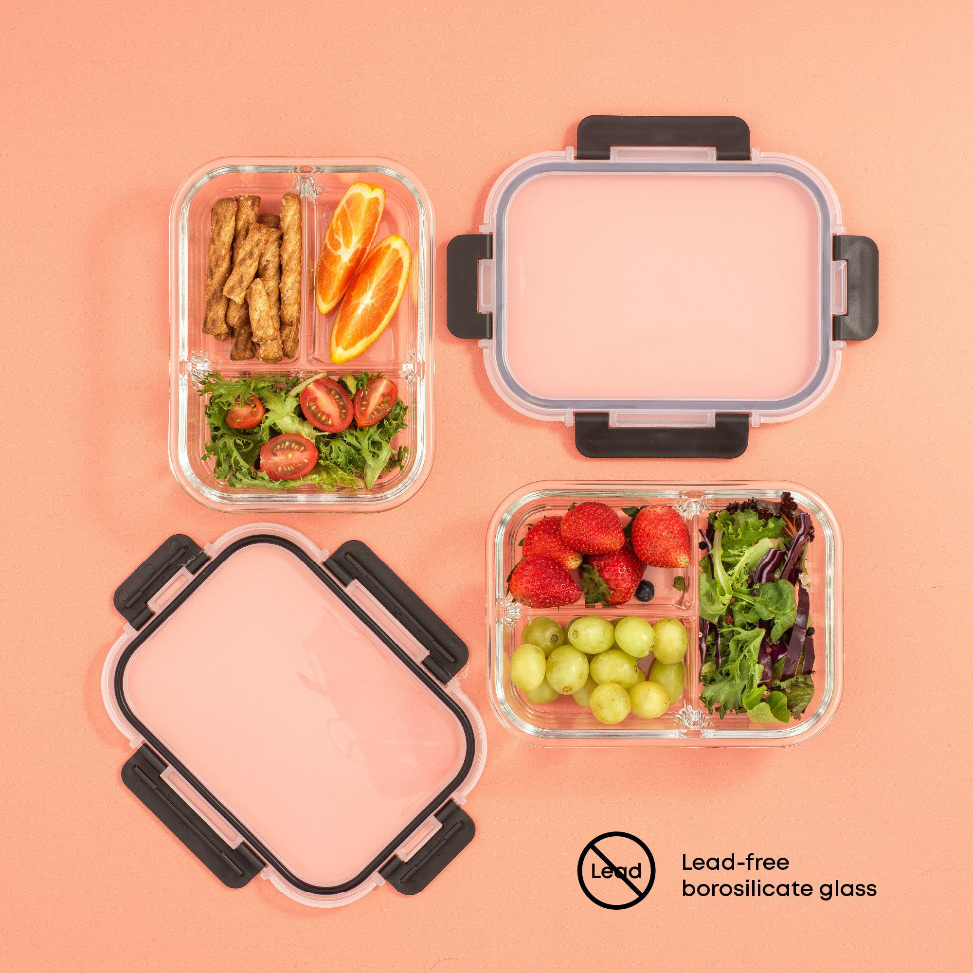 JoyJolt 3-Sectional Meal Prep Food Storage Containers - Thumbnail 4
