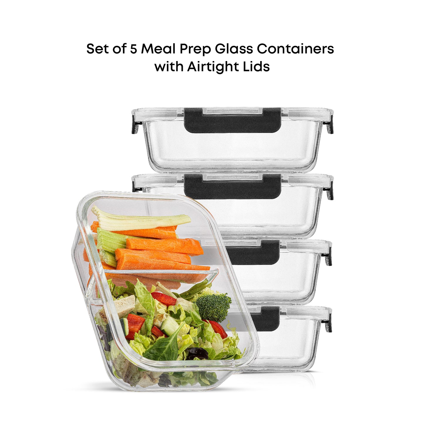 2-Sectional Glass Food Storage Containers