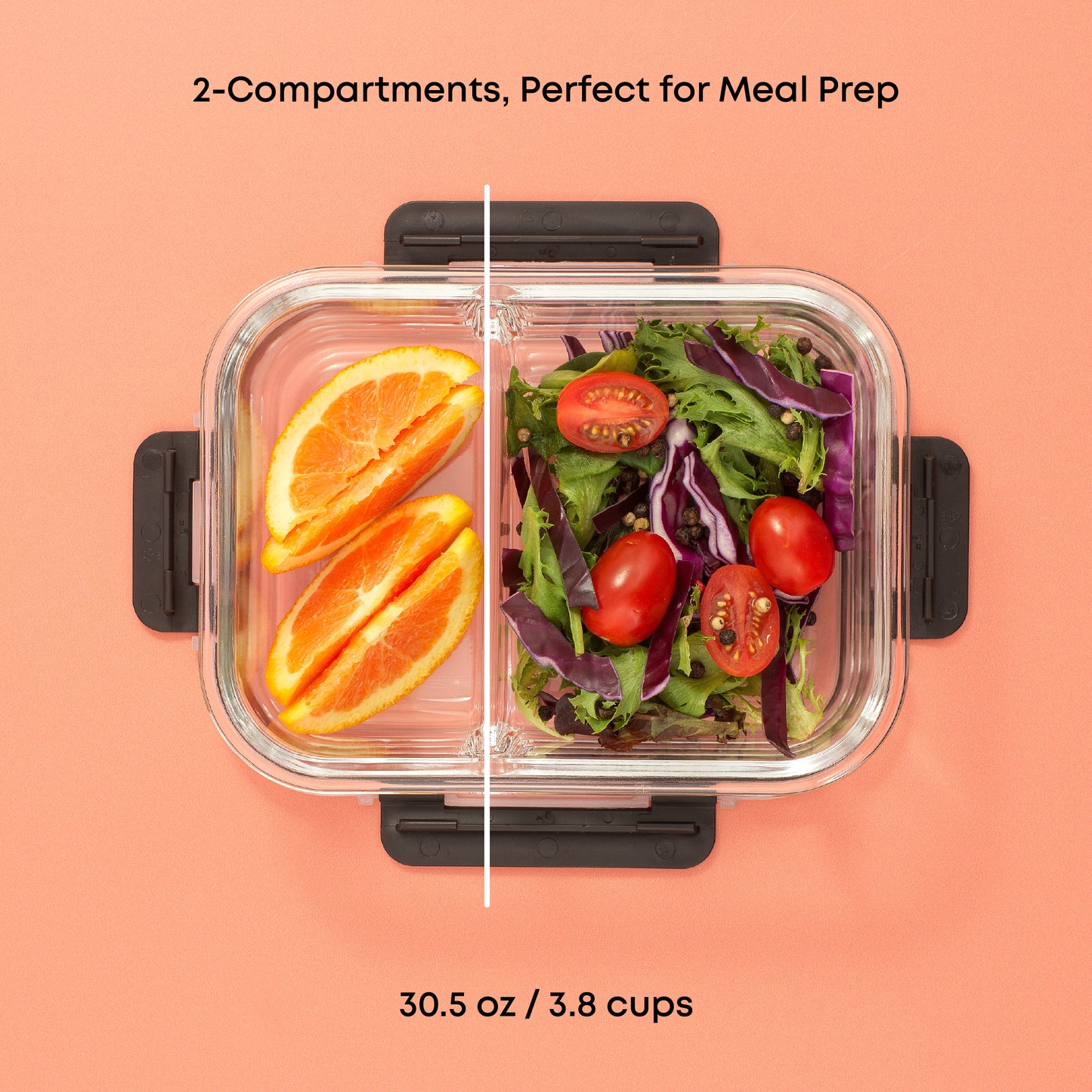 2-Sectional Glass Food Storage Containers