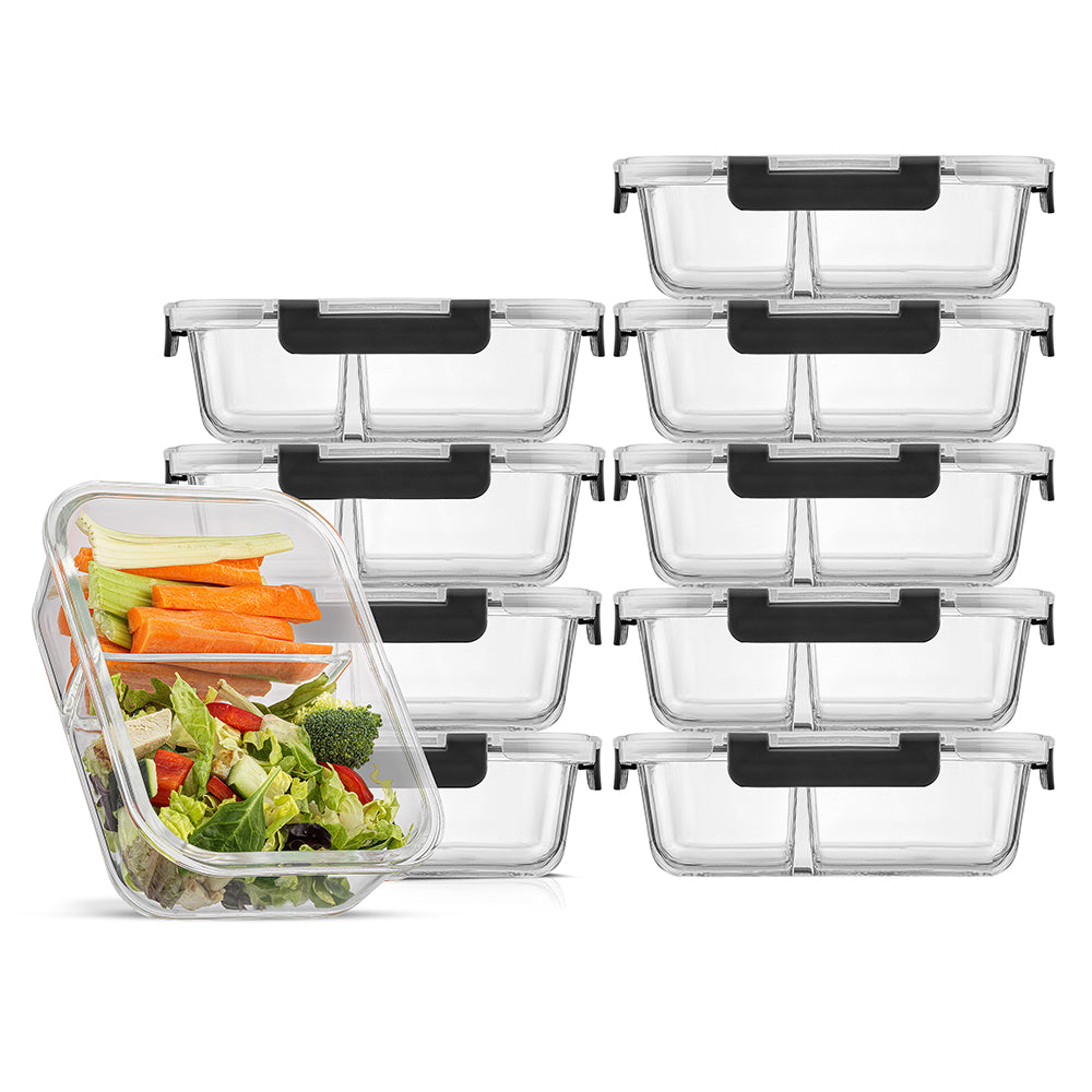 2-Sectional Glass Food Storage Containers