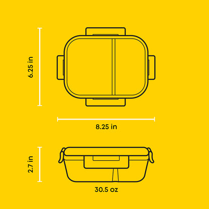 2-Sectional Glass Food Storage Containers