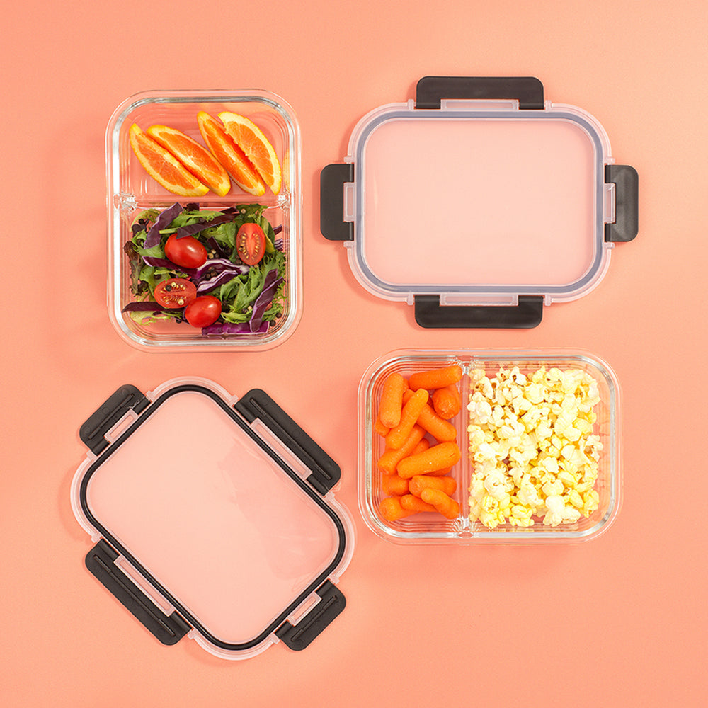 2-Sectional Glass Food Storage Containers