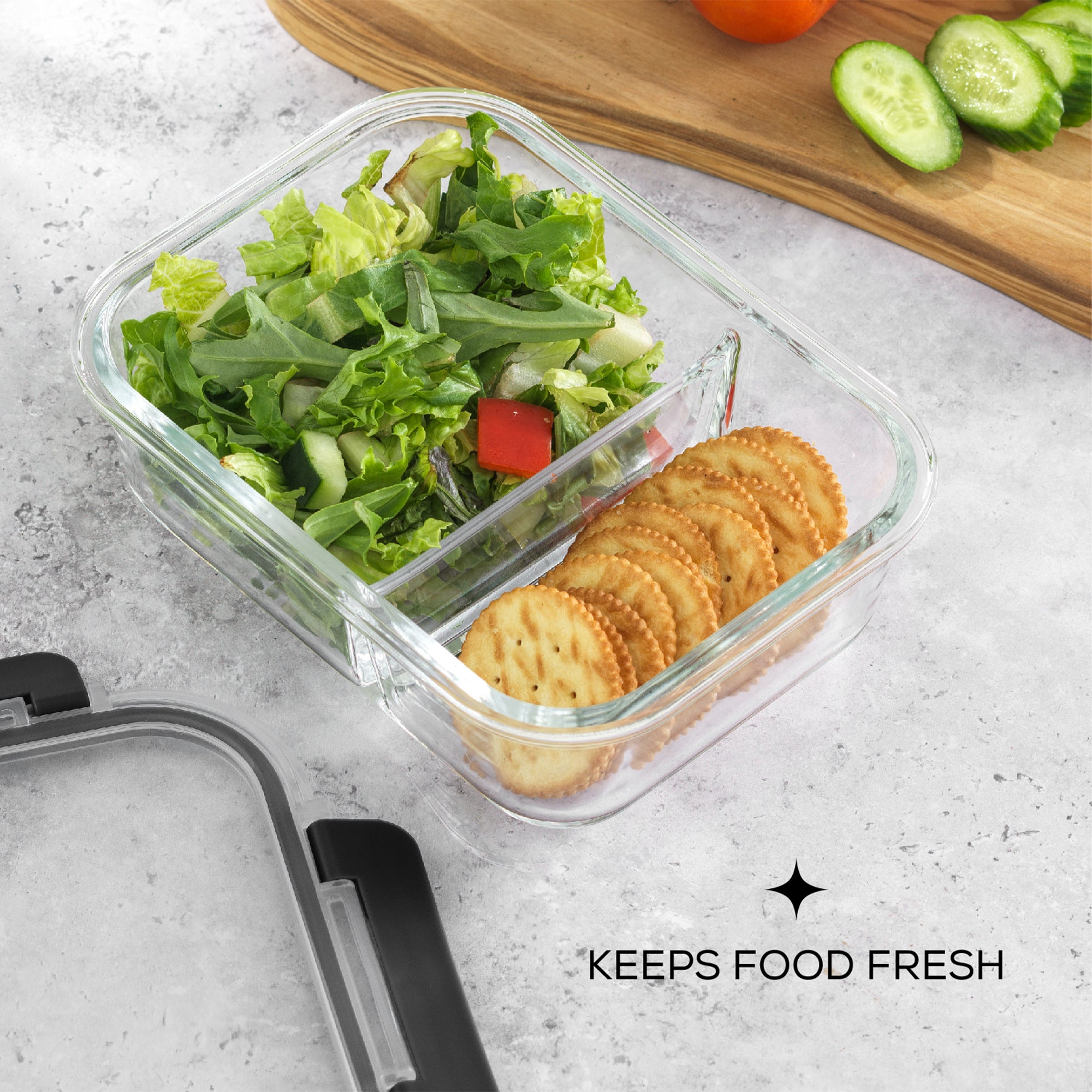 2-Sectional Glass Food Storage Containers