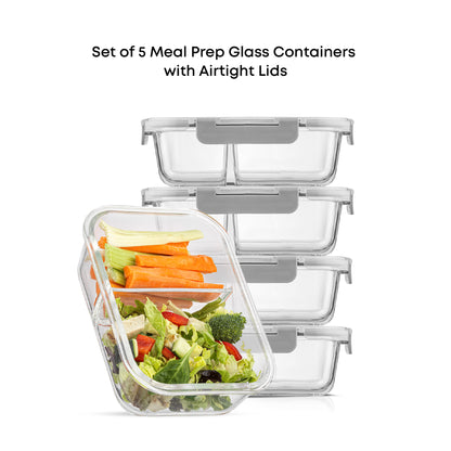 2-Sectional Glass Food Storage Containers