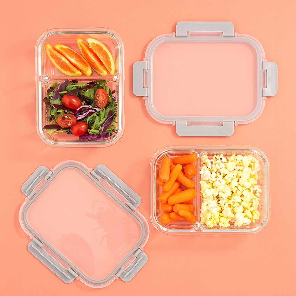 2-Sectional Glass Food Storage Containers