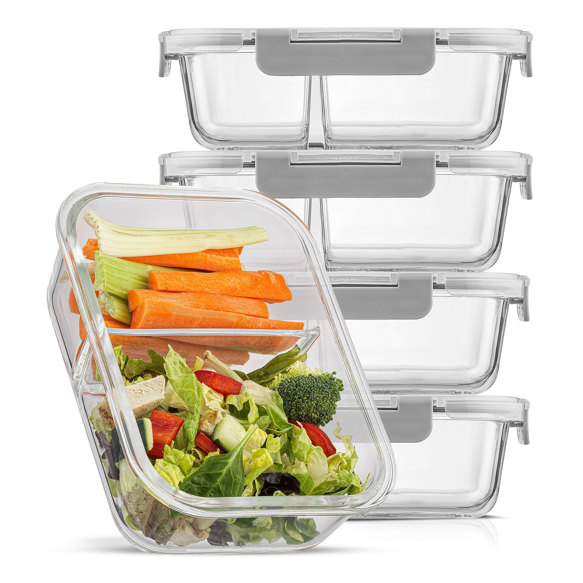 2-Sectional Glass Food Storage Containers