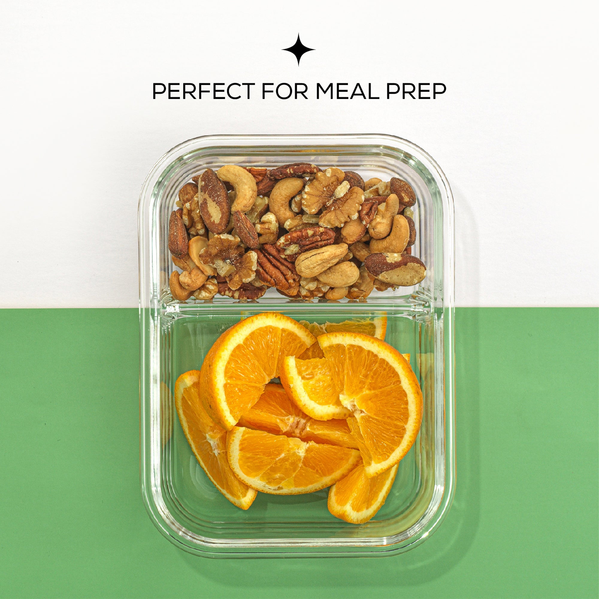 2-Sectional Glass Food Storage Containers