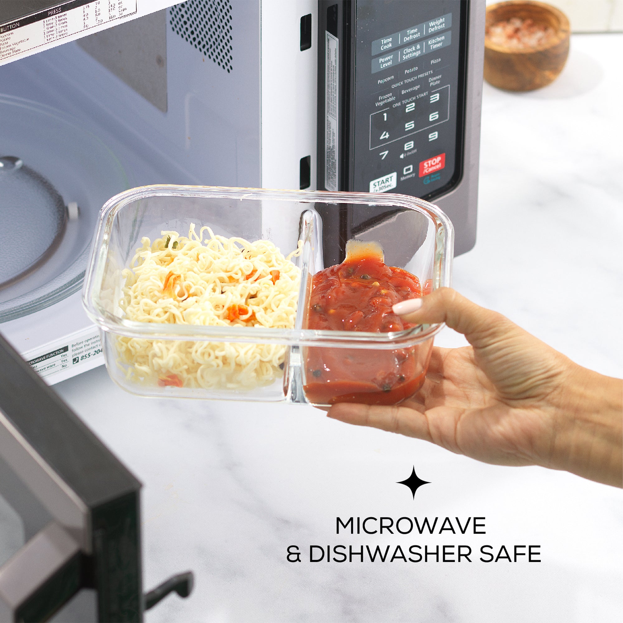 2-Sectional Glass Food Storage Containers