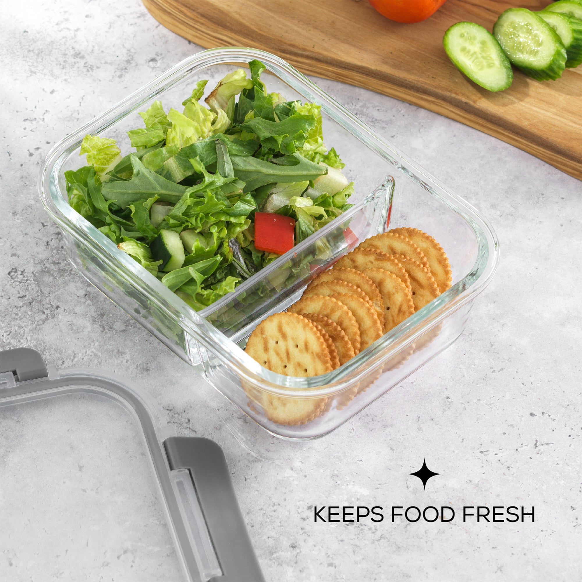 2-Sectional Glass Food Storage Containers