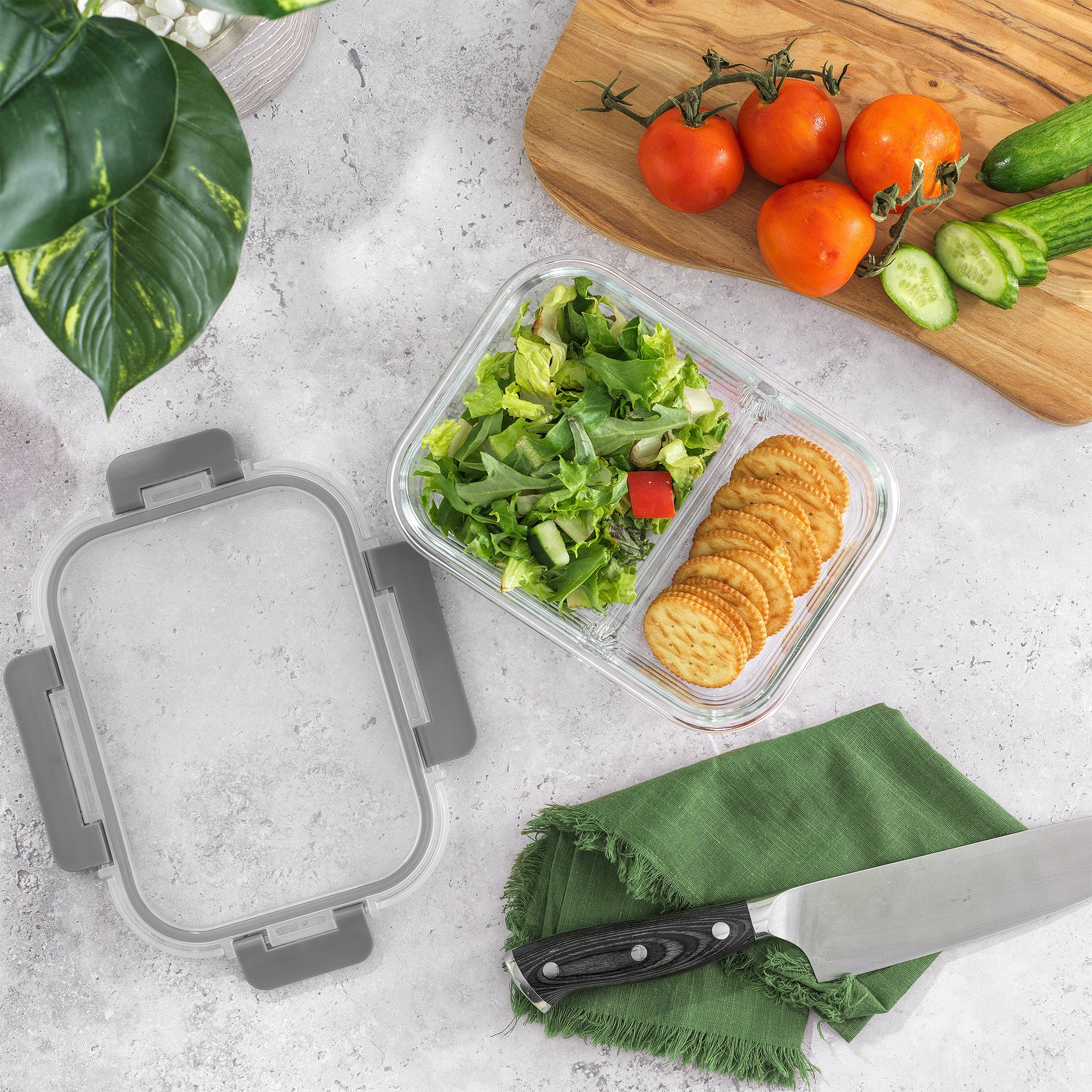 2-Sectional Glass Food Storage Containers