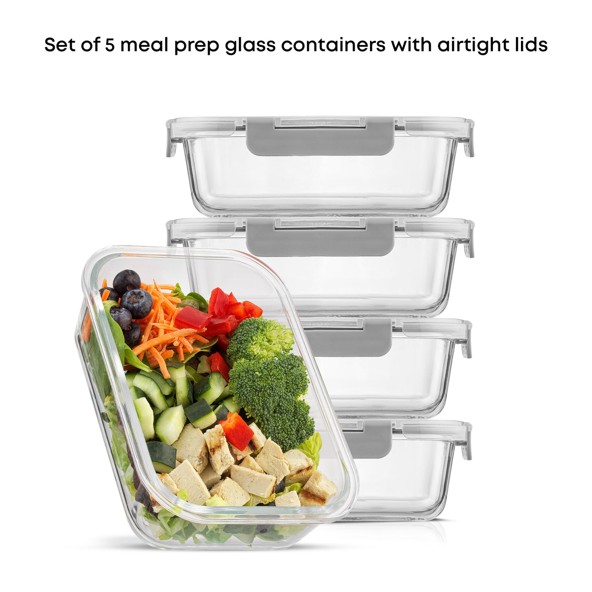 JoyJolt Meal Prep Food Storage Containers Set / Black / Set of 10