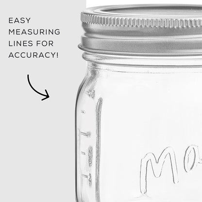 Mason Jars with Airtight Lids, Labels and Measures