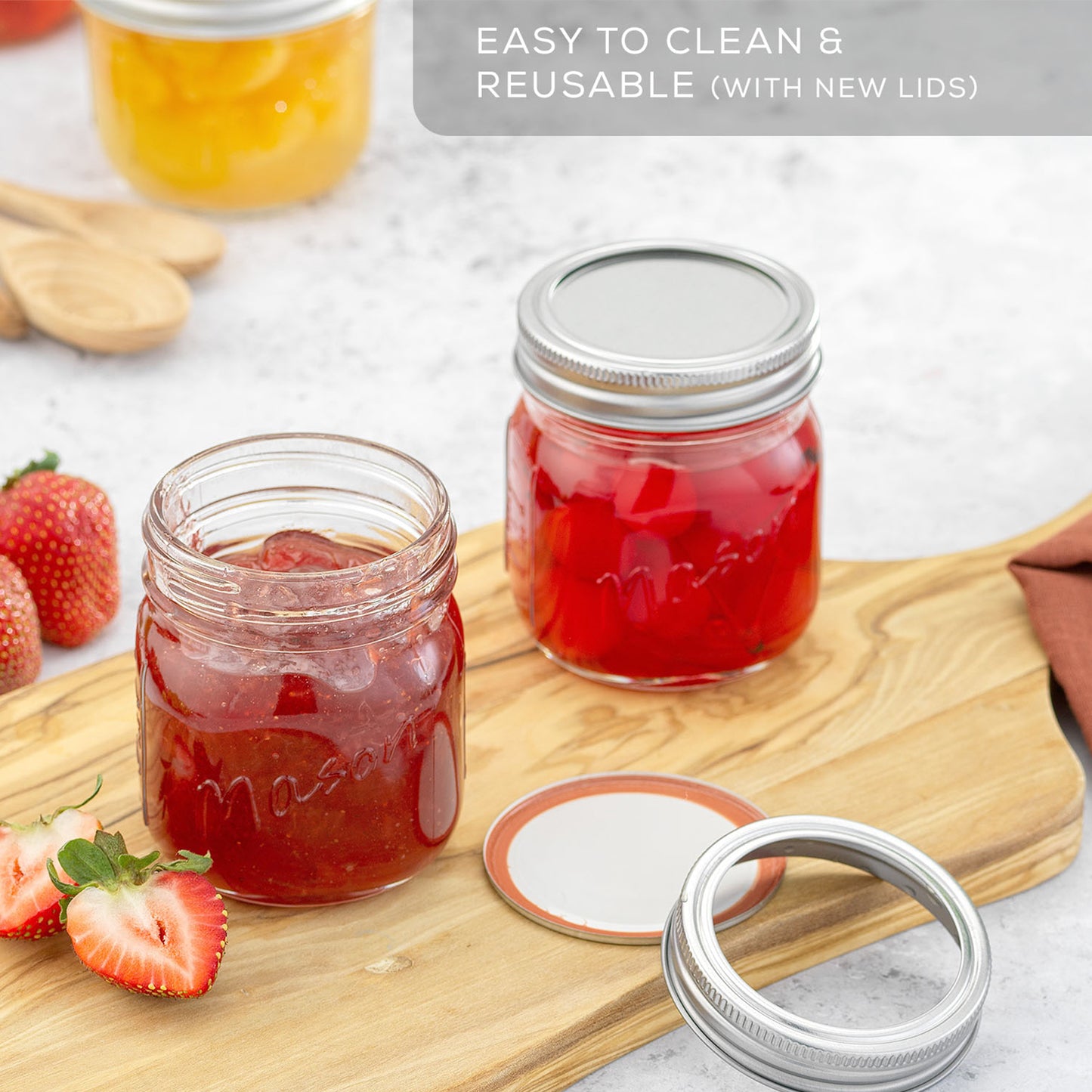 Mason Jars with Airtight Lids, Labels and Measures