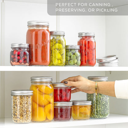 Mason Jars with Airtight Lids, Labels and Measures
