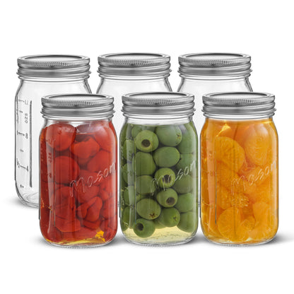 Mason Jars with Airtight Lids, Labels and Measures