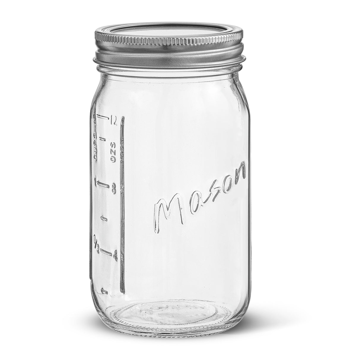 Mason Jars with Airtight Lids, Labels and Measures - Set of 6 Wide Mouth / 8 oz