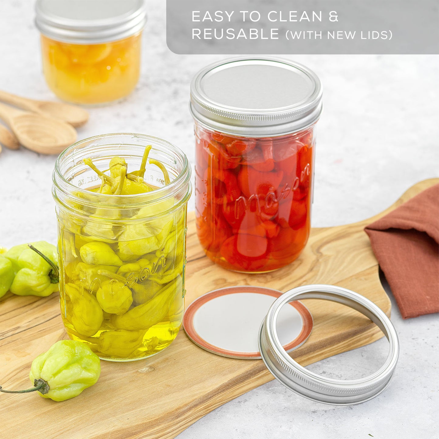 Mason Jars with Airtight Lids, Labels and Measures