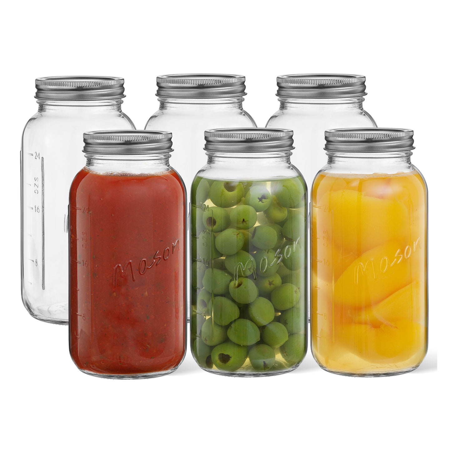 Mason Jars with Airtight Lids, Labels and Measures