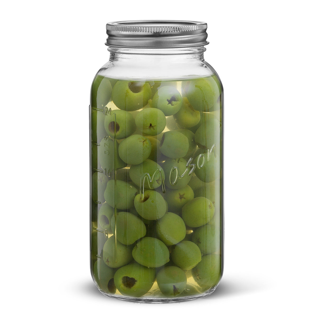Mason Jars with Airtight Lids, Labels and Measures - Set of 6 Wide Mouth / 8 oz