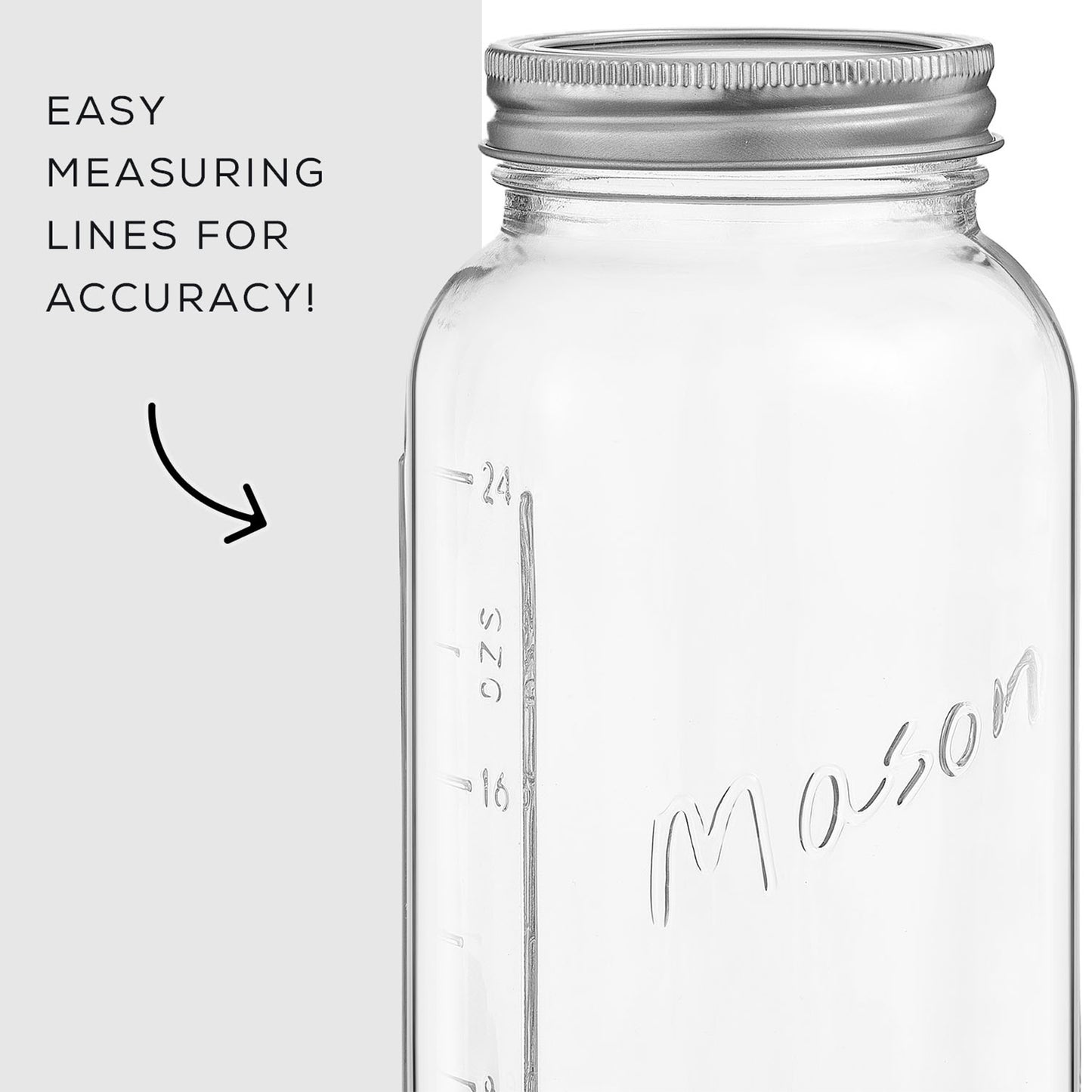 Mason Jars with Airtight Lids, Labels and Measures