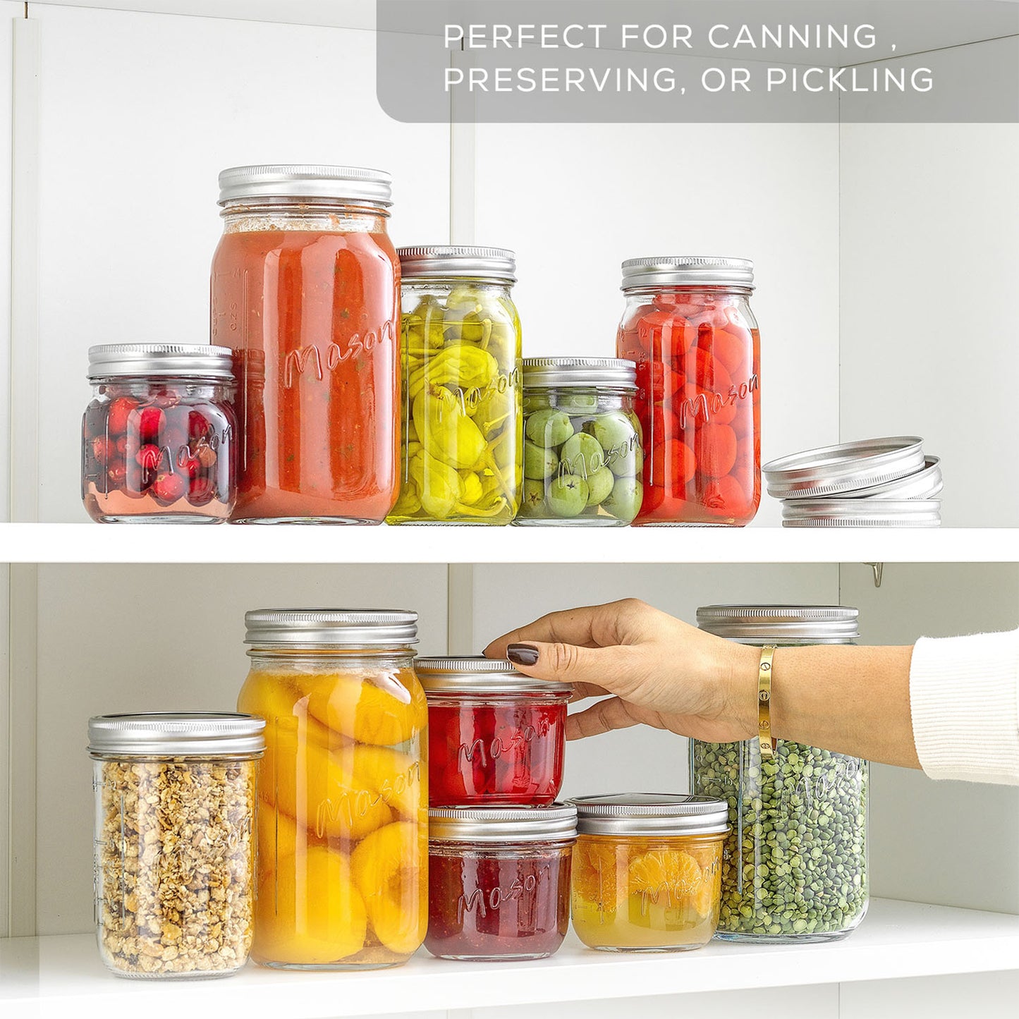 Mason Jars with Airtight Lids, Labels and Measures