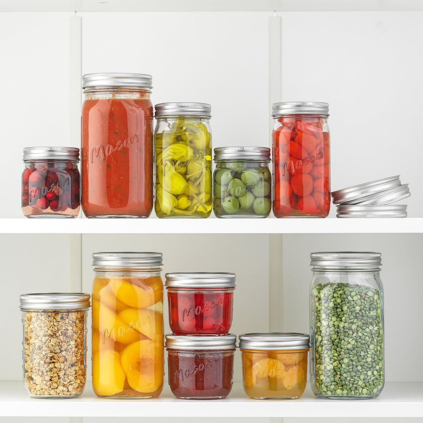 Mason Jars with Airtight Lids, Labels and Measures