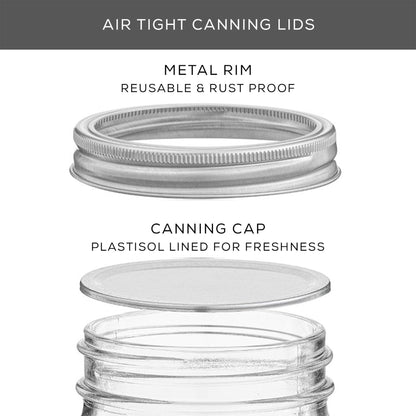 Mason Jars with Airtight Lids, Labels and Measures