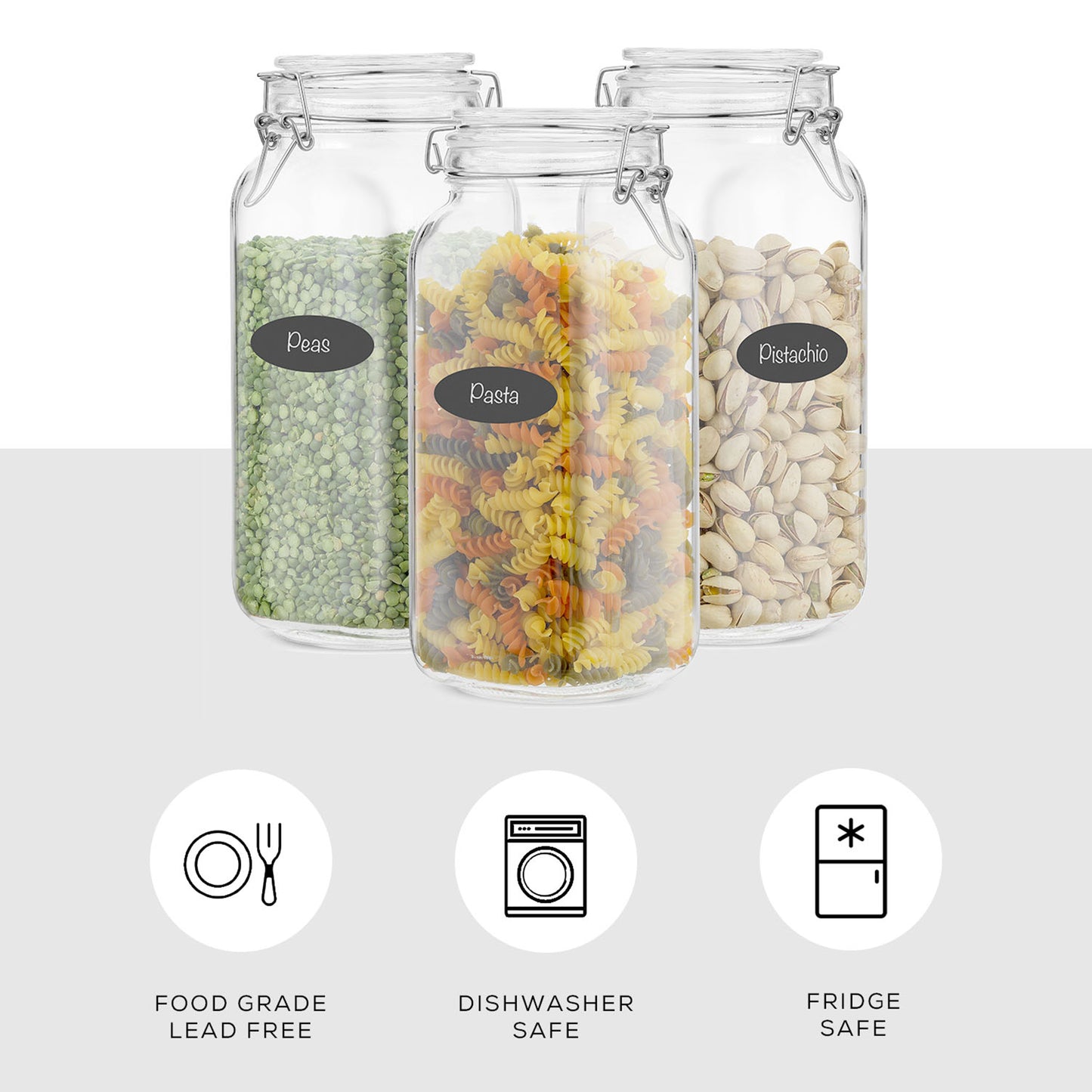 Airtight Food Storage Jars & Silicone Seal Lids Set