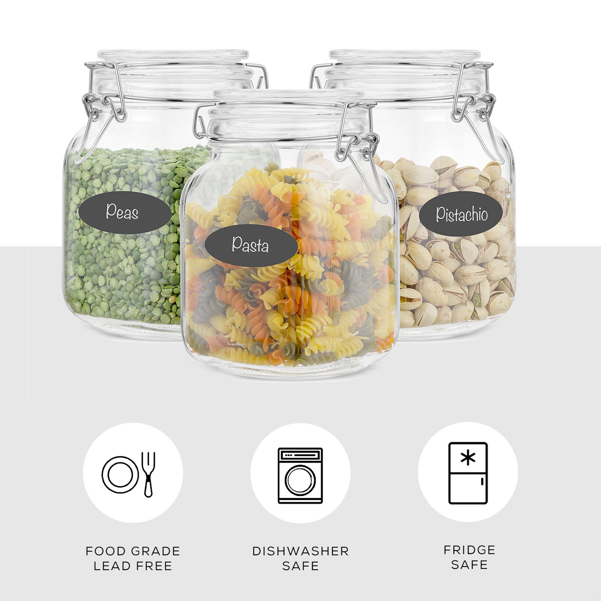 Airtight Food Storage Jars & Silicone Seal Lids Set - Thumbnail 3
