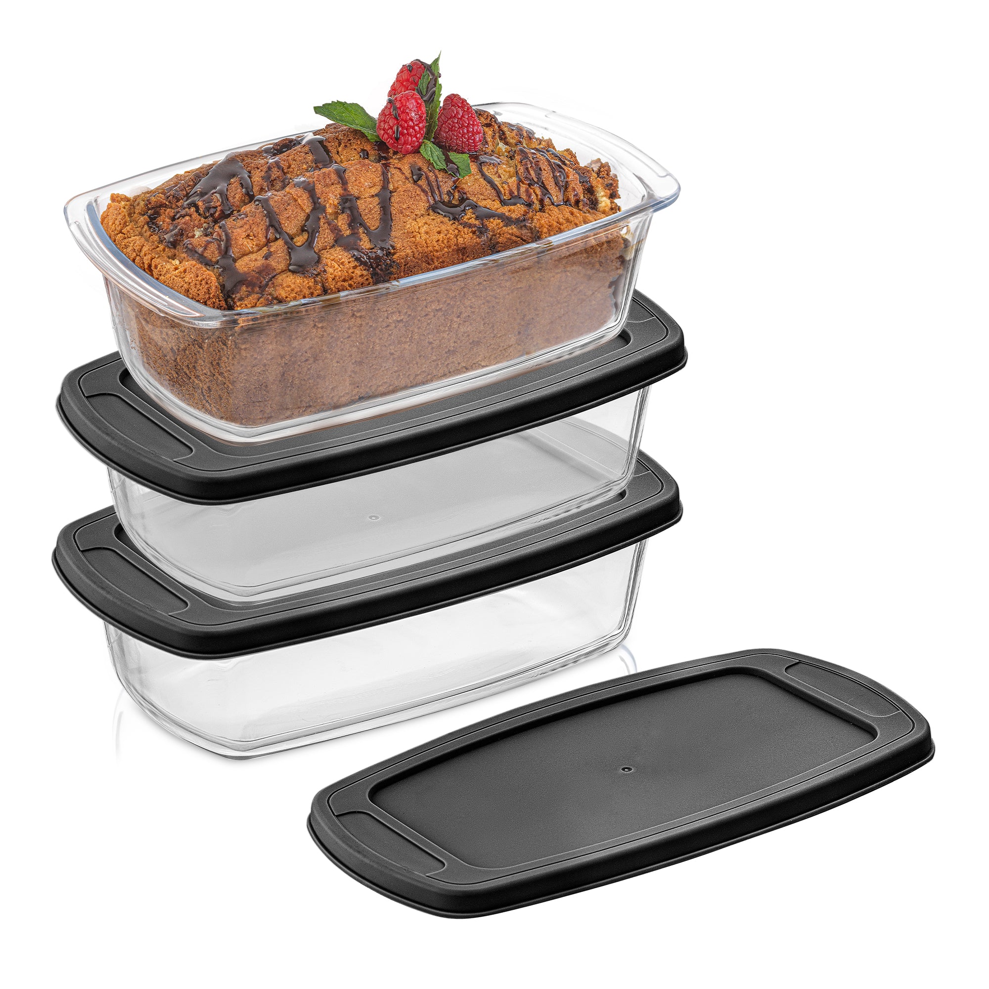 JoyJolt Glass Loaf Pans with Lids Set