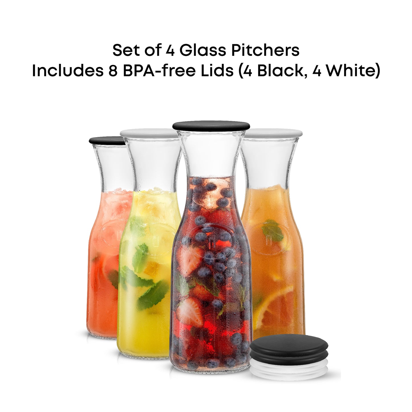 Hali Glass Carafe Pitcher with Lids
