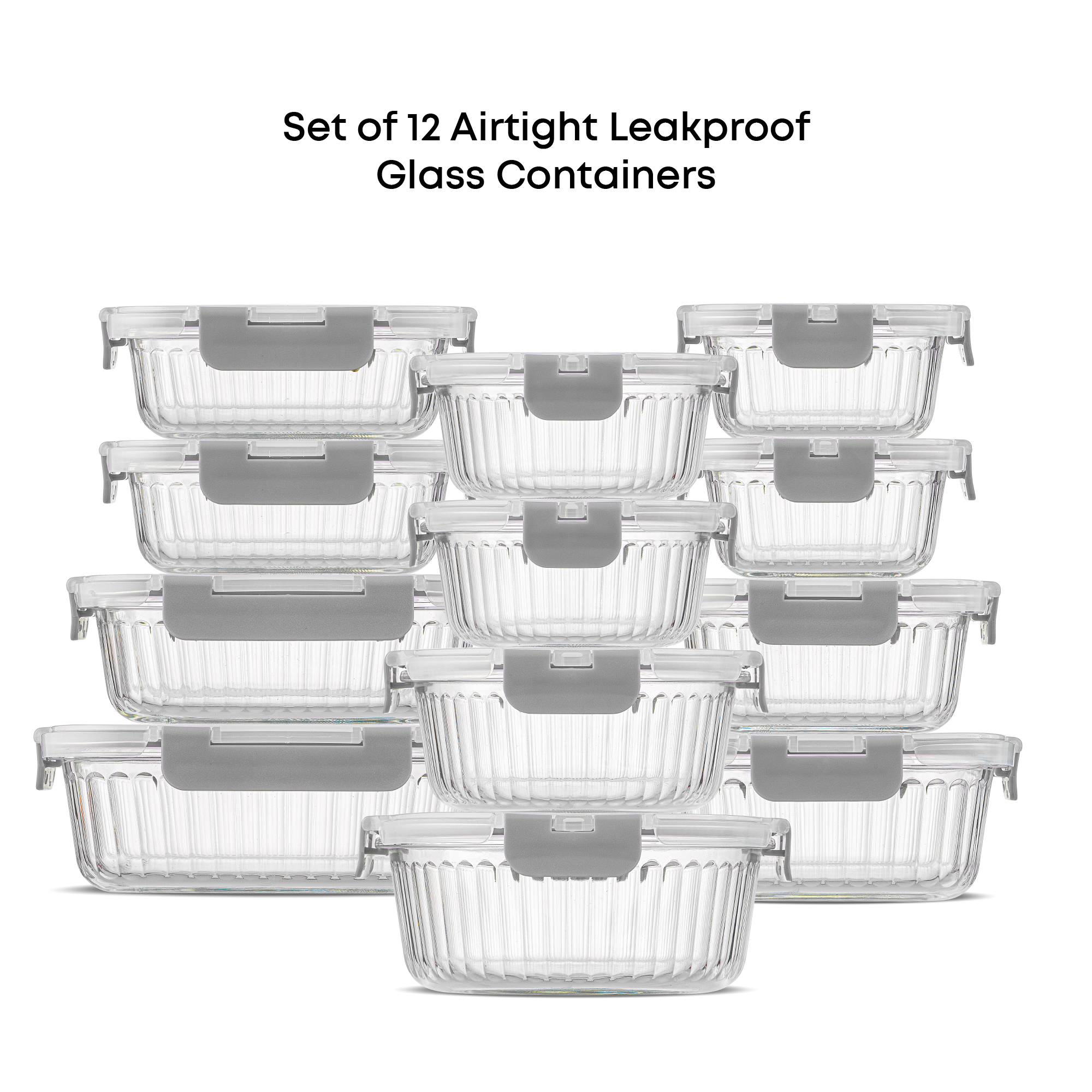 JoyJolt 12 Fluted Glass Containers & Leakproof Lids