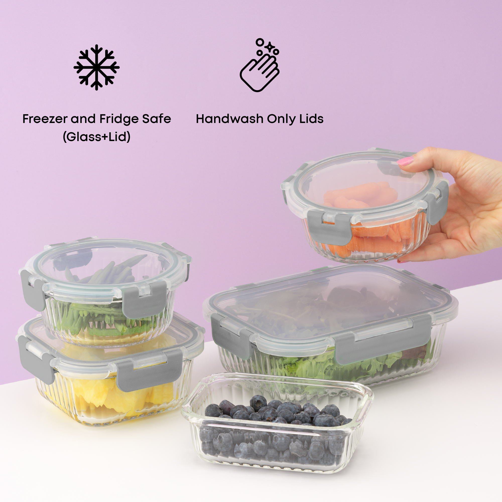 JoyJolt 12 Fluted Glass Containers & Leakproof Lids