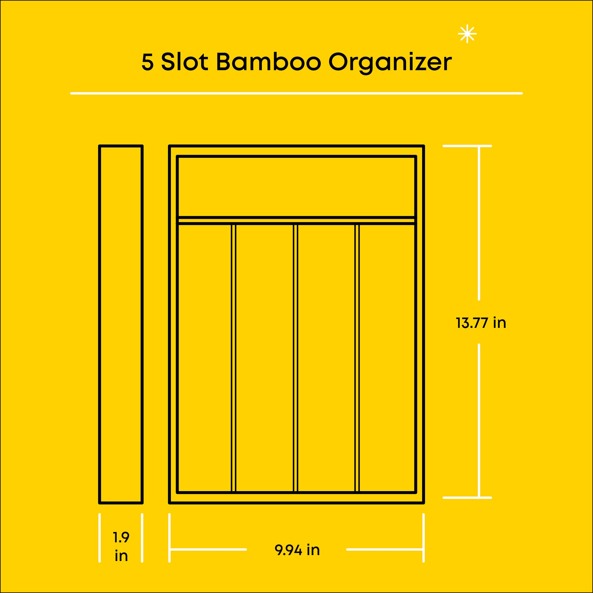 5 Compartment Bamboo Drawer Organizer