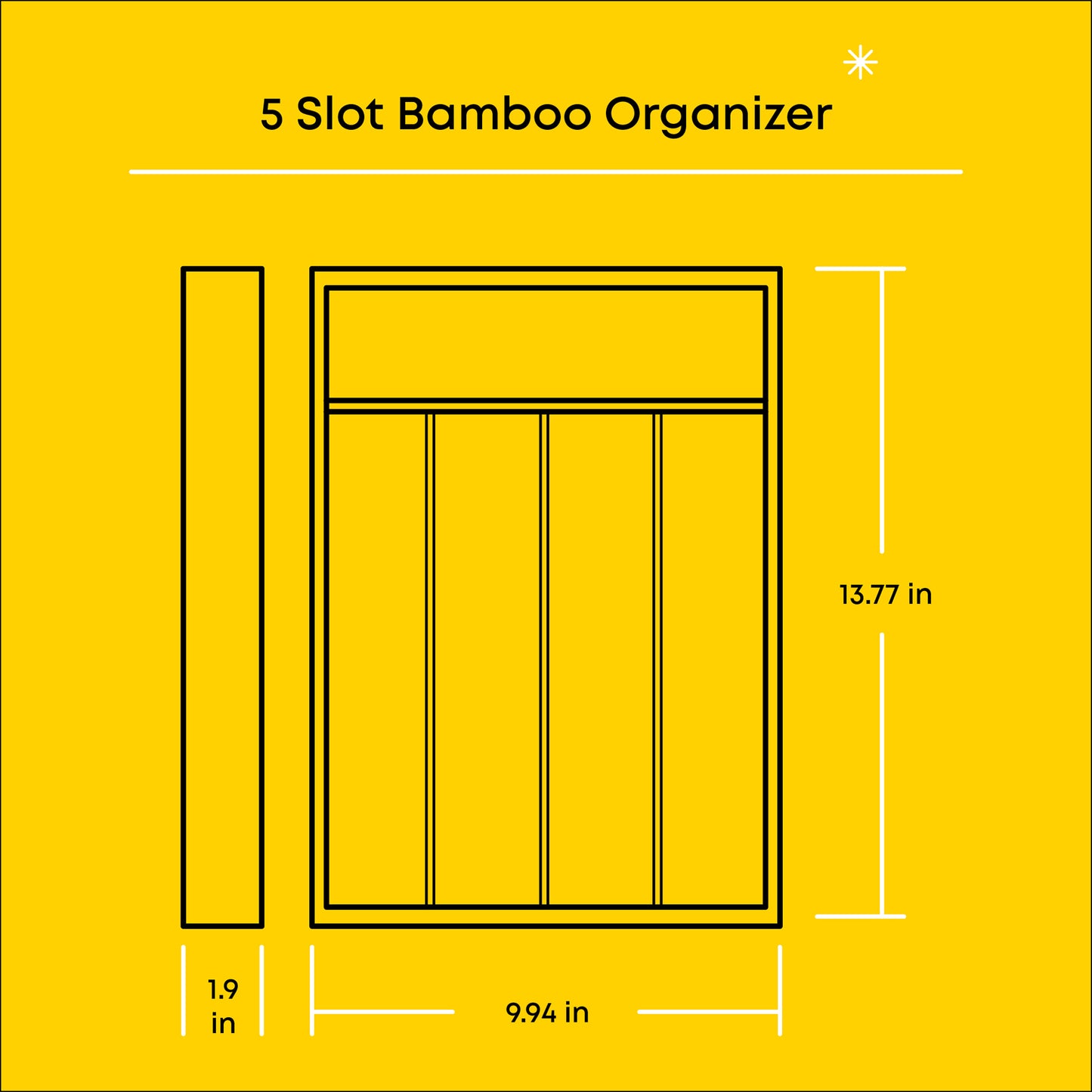 5 Compartment Bamboo Drawer Organizer