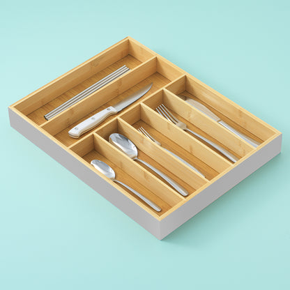 7 Compartment Bamboo Drawer Organizer
