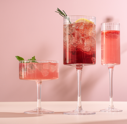 Elle Fluted Cylinder Champagne Glasses Set, 5.7 oz