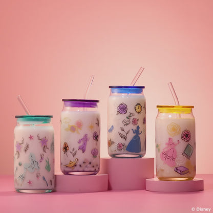 Disney Princess Icon Tumbler Glasses with Lids