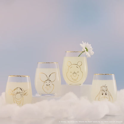 Disney Winnie the Pooh Gold Sketch Stemless Drinking Glasses