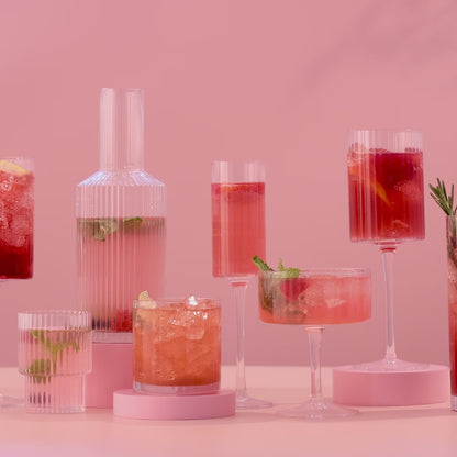 Elle Fluted Red Wine Glasses, 16.5 oz