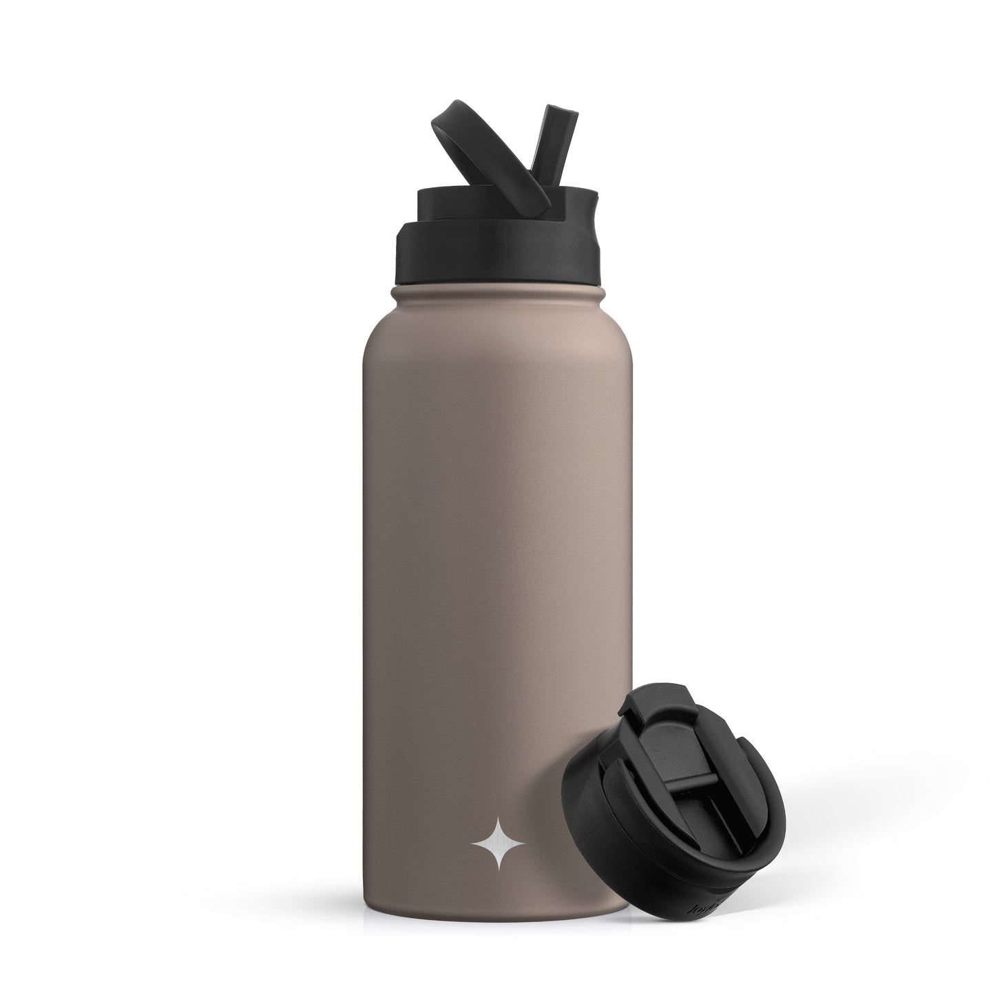 Stainless Steel Water Bottle with Flip Lid & Sport Straw Lid